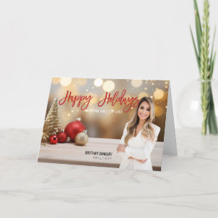 Cartes Pour Fêtes Annuelles Joyeuses Vacances Rouge Gold Real Estate Realtor P