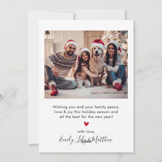 Cartes Pour Fêtes Annuelles Joyeuses vacances Rouge Script 2 Photo Noël (Dos)