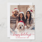 Cartes Pour Fêtes Annuelles Joyeuses vacances Rouge Script 2 Photo Noël (Devant)