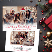 Cartes Pour Fêtes Annuelles Joyeuses vacances Rouge Script 2 Photo Noël