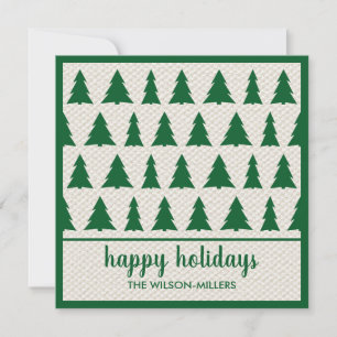 Cartes Pour Fêtes Annuelles Joyeuses vacances Rustic Green Beige Tree Motif