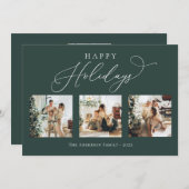 Cartes Pour Fêtes Annuelles Joyeuses vacances Rustic Green Multi Photo Collage (Devant / Derrière)