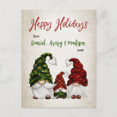 Cartes Pour Fêtes Annuelles Joyeuses vacances Rustique Aquarelle Famille Gnome (Devant)