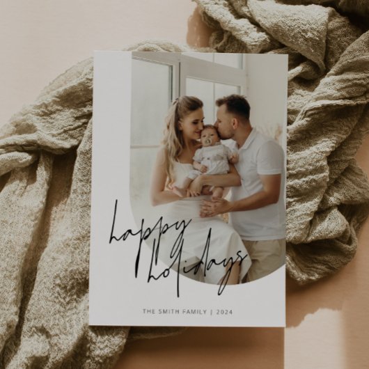 Cartes Pour Fêtes Annuelles Joyeuses vacances Script Calligraphie Arch Photo