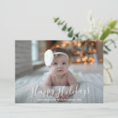 Cartes Pour Fêtes Annuelles Joyeuses vacances Script Photo de Noël (Debout devant)