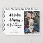 Cartes Pour Fêtes Annuelles Joyeuses vacances Script Photo de Noël (Devant / Derrière)