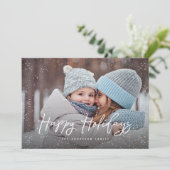 Cartes Pour Fêtes Annuelles Joyeuses vacances Script photo neige (Debout devant)