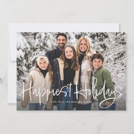 Cartes Pour Fêtes Annuelles Joyeuses vacances simple fun script photo vert (Devant)