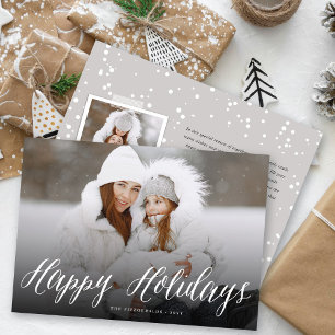 Cartes Pour Fêtes Annuelles Joyeuses vacances Simple Script blanc Photo modern