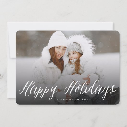 Cartes Pour Fêtes Annuelles Joyeuses vacances Simple Script blanc Photo modern (Devant)