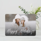 Cartes Pour Fêtes Annuelles Joyeuses vacances Simple Script blanc Photo modern (Debout devant)