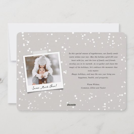 Cartes Pour Fêtes Annuelles Joyeuses vacances Simple Script blanc Photo modern (Dos)