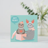 Cartes Pour Fêtes Annuelles Joyeuses vacances Sloths Holiday Card (Debout devant)