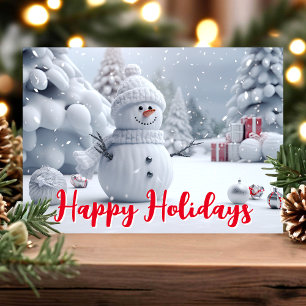 Cartes Pour Fêtes Annuelles Joyeuses vacances Snowman hiver scène