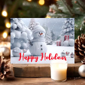 Cartes Pour Fêtes Annuelles Joyeuses vacances Snowman hiver scène
