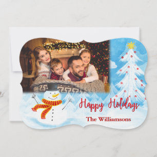 Cartes Pour Fêtes Annuelles Joyeuses vacances Snowman Photo Fancy Noël