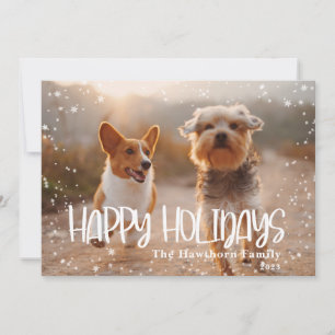 Cartes Pour Fêtes Annuelles Joyeuses vacances Snowy Frame Photo Holiday