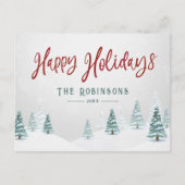 Cartes Pour Fêtes Annuelles Joyeuses Vacances Style Rustique Pays Arbres d'hiv (Devant)