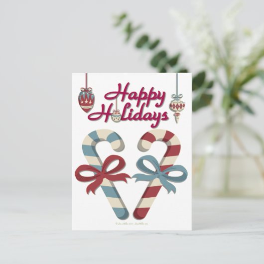 Cartes Pour Fêtes Annuelles Joyeuses vacances Sucre de canne coeur (Debout devant)