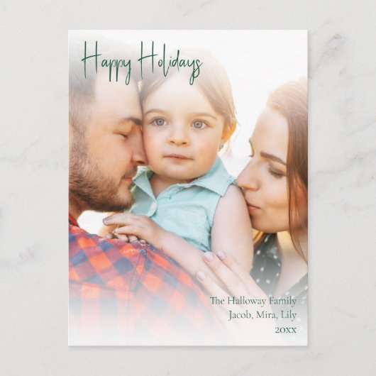 Cartes Pour Fêtes Annuelles Joyeuses Vacances Vert Script Photo verticale (Devant)