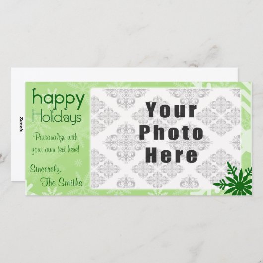 Cartes Pour Fêtes Annuelles Joyeuses Vacances Vert Thème Snowflake (Devant / Derrière)