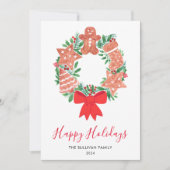 Cartes Pour Fêtes Annuelles Joyeuses vacances Watercolor Wreath (Devant)