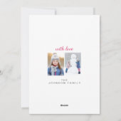 Cartes Pour Fêtes Annuelles Joyeuses vacances White Snowy Minimal Photo de fam (Dos)