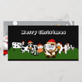 Cartes Pour Fêtes Annuelles Joyeuses vaches de Noël (Devant / Derrière)