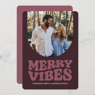 Cartes Pour Fêtes Annuelles Joyeuses vibes amusantes rétro quatre photo Noël