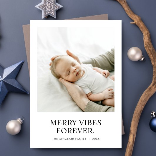Cartes Pour Fêtes Annuelles Joyeuses Vibes pour bébé photo Noël