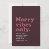 Cartes Pour Fêtes Annuelles Joyeuses vibes seulement fun rétro prune Noël (Devant)