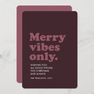 Cartes Pour Fêtes Annuelles Joyeuses vibes seulement fun rétro prune Noël