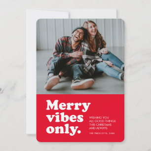 Cartes Pour Fêtes Annuelles Joyeuses vibes seulement la marine rétro photo de