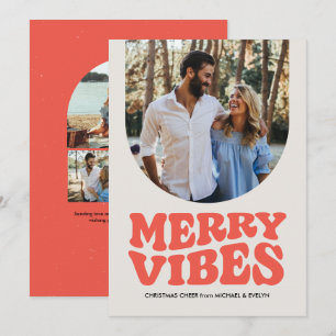 Cartes Pour Fêtes Annuelles Joyeuses vibrations photo fun rétro Noël