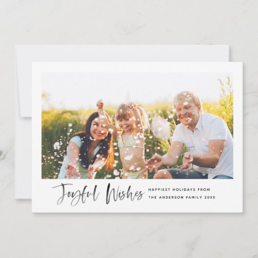 Cartes Pour Fêtes Annuelles Joyeuses Voeux Moderne Script Minimale Photo (Devant)