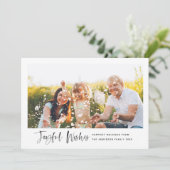 Cartes Pour Fêtes Annuelles Joyeuses Voeux Moderne Script Minimale Photo (Debout devant)