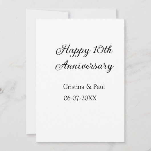 Cartes Pour Fêtes Annuelles Joyeux 10e anniversaire simple nom de mariage mini (Devant)