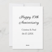 Cartes Pour Fêtes Annuelles Joyeux 10e anniversaire simple nom de mariage mini (Dos)