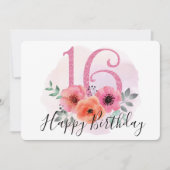 Cartes Pour Fêtes Annuelles Joyeux 16ème anniversaire (Devant)