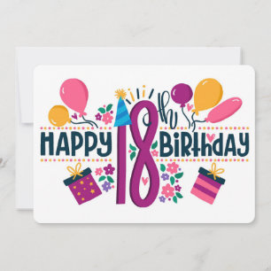 Cartes Pour Fêtes Annuelles Joyeux 18ème anniversaire