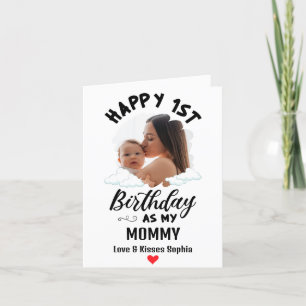 Cartes Pour Fêtes Annuelles Joyeux 1er anniversaire comme ma maman Photo perso