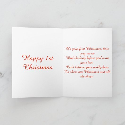 Cartes Pour Fêtes Annuelles Joyeux 1er Noël de bébé mignon (Intérieur)