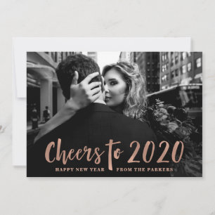 Cartes Pour Fêtes Annuelles Joyeux 2020 Bonne Année Photo en Or Rose