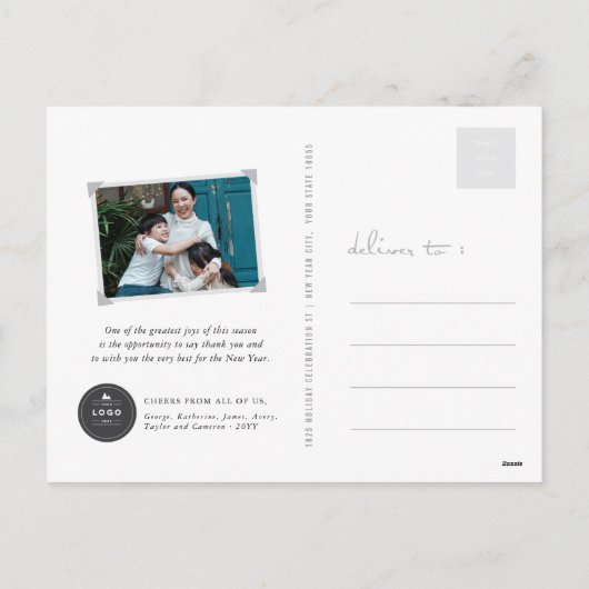 Cartes Pour Fêtes Annuelles Joyeux 2025 Calendrier de Script moderne Photo du (Dos)