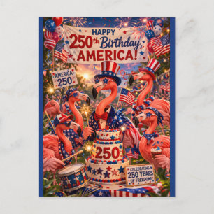 Cartes Pour Fêtes Annuelles Joyeux 250e anniversaire d'Amérique Flamant rose 4