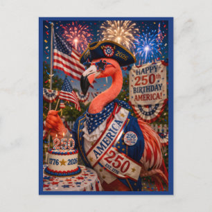 Cartes Pour Fêtes Annuelles Joyeux 250e anniversaire d'Amérique Flamant rose 4