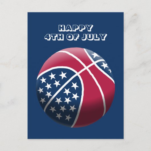 Cartes Pour Fêtes Annuelles Joyeux 4 juillet basket-ball (Devant)