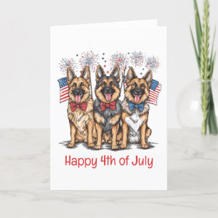 Cartes Pour Fêtes Annuelles Joyeux 4 juillet Chiens Bergers Allemands