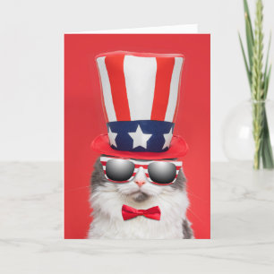 Cartes Pour Fêtes Annuelles Joyeux 4 juillet Cool Humour de chats patriotiques