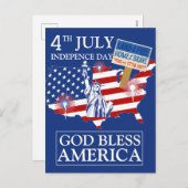 Cartes Pour Fêtes Annuelles Joyeux 4 juillet fête de l'indépendance Parti de l (Devant / Derrière)